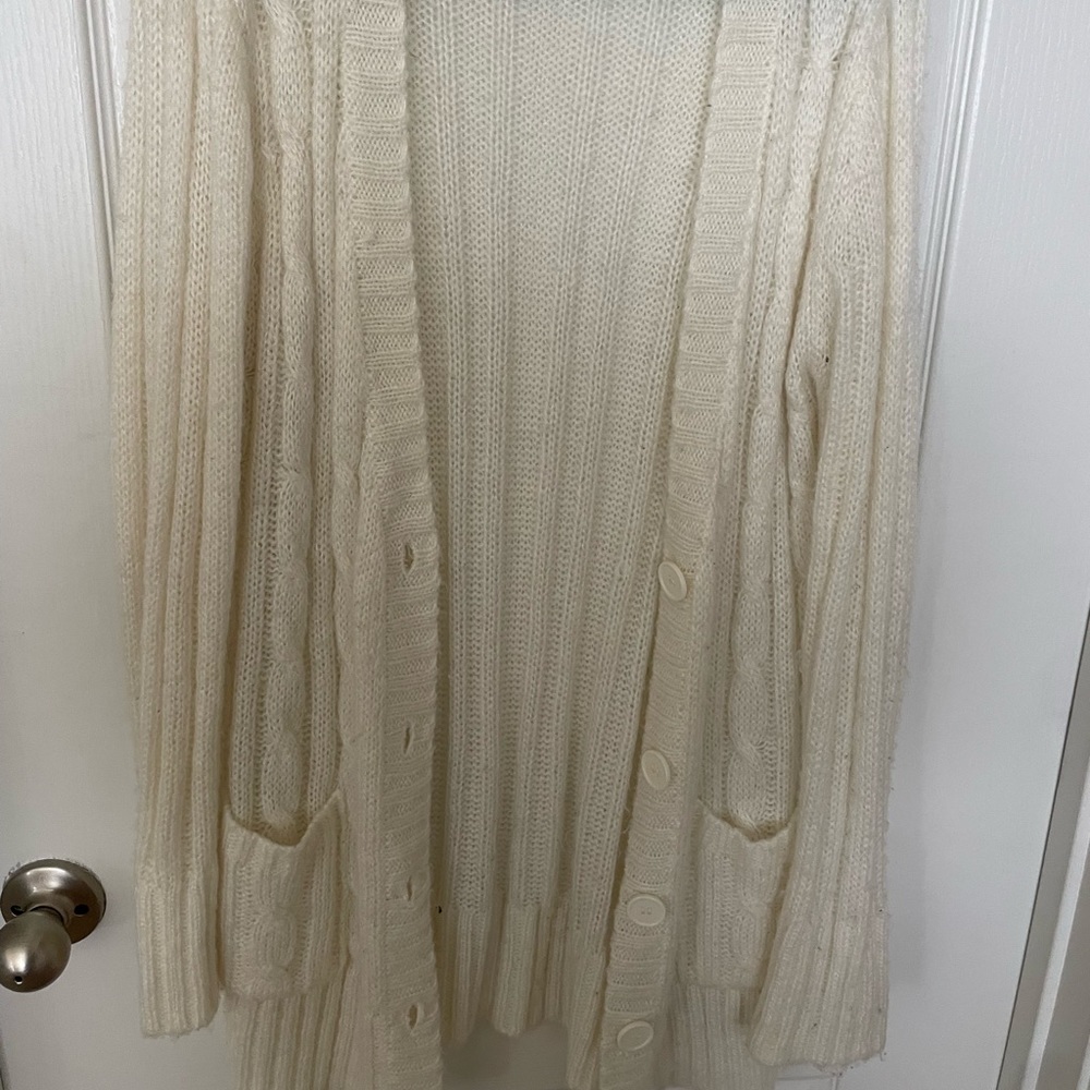 Long Cream Cardigan Sweater